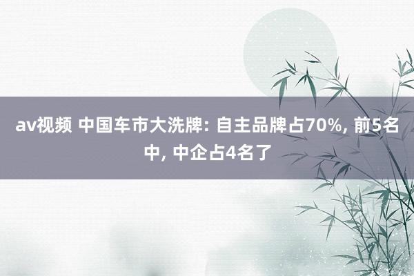 av视频 中国车市大洗牌: 自主品牌占70%， 前5名中， 中企占4名了