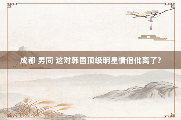 成都 男同 这对韩国顶级明星情侣仳离了?